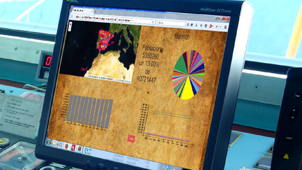 Sencillo pero completo ejemplo en el que se muestra el potencial de  las librerias Leaflet y 3JS, las cuales siendo combinadas, nos devuelven mapas con gráficos dinámicos asociados que facilitan la interpretación de la información.